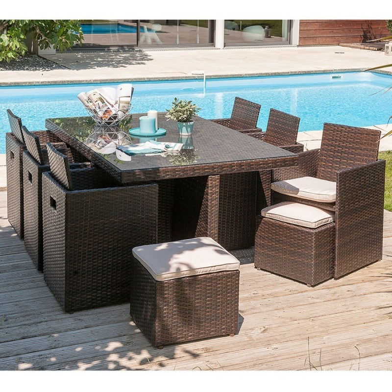 Conjunto de Jardim Encaixável de 10 Lugares em Rattan Sintético