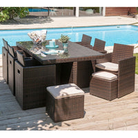 Conjunto de Jardim Encaixável de 10 Lugares em Rattan Sintético