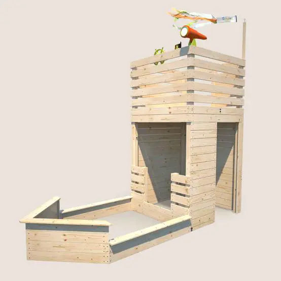 Pirate Tower Wooden Playhouse with Sandpit – SOULET – 3 to 12 Years – 6 Children