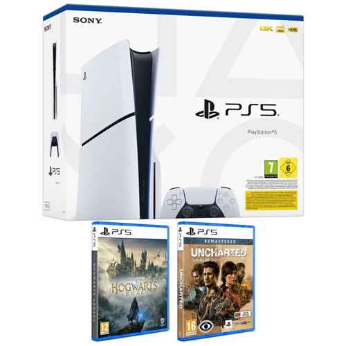 Consola Playstation PS5 Slim Standard + Hogwarts Legacy PS5 + Uncharted Collection Legacy of Thieves PS5