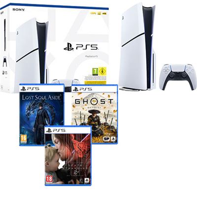 Pack Darty Consola Playstation PS5 Slim Standard - 1TB + Lost Soul Aside + Ghost of Yōtei + Death Stranding 2