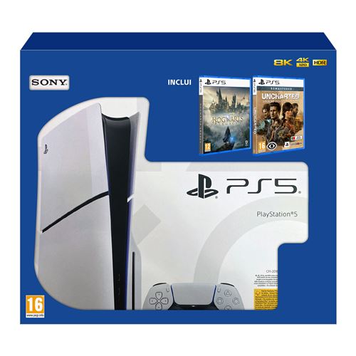 Consola Playstation PS5 Slim Standard + Hogwarts Legacy PS5 + Uncharted Collection Legacy of Thieves PS5