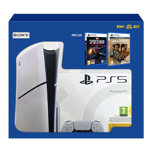 Consola Playstation PS5 Slim Standard + Spider-Man Miles Morales PS5 + Uncharted Collection - Legacy of Thieves PS5