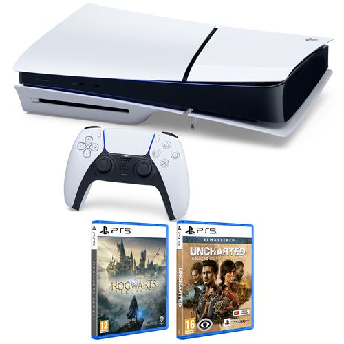 Consola Playstation PS5 Slim Standard + Hogwarts Legacy PS5 + Uncharted Collection Legacy of Thieves PS5