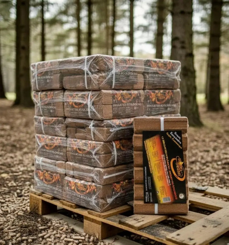 Premium Wood Briquettes 864kg | Pallet 96 Packs NovaLenha | Eco-Friendly Fuel Portugal