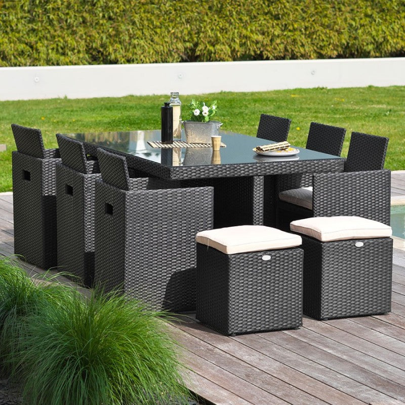Conjunto de Jardim Encaixável de 10 Lugares em Rattan Sintético