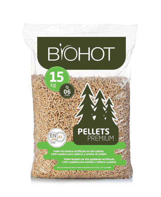 Pellets de Madeira Biohot Palete 65 Sacos 15kg ENplus A1 975kg