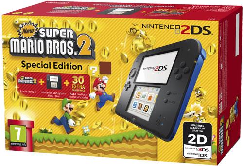 Consola Nintendo 2DS (Azul/Preto) + New Super Mario Bros. 2 (Pré-instalado) Edição Especial