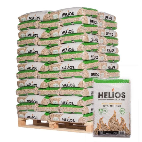 Pellets de madeira HELIOS – Palete com 65 sacos de 15 kg