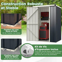 Outdoor Metal Garden Shed 117x89x162cm with Lockable Door - Grey