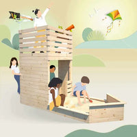 Pirate Tower Wooden Playhouse with Sandpit – SOULET – 3 to 12 Years – 6 Children