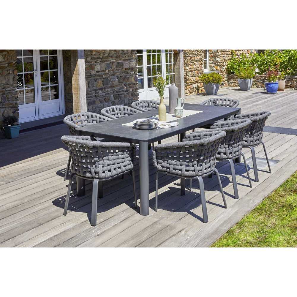 Conjunto de Mesa e Cadeiras de Jardim em Alumínio e Cerâmica 8 Pessoas CAMARGUE