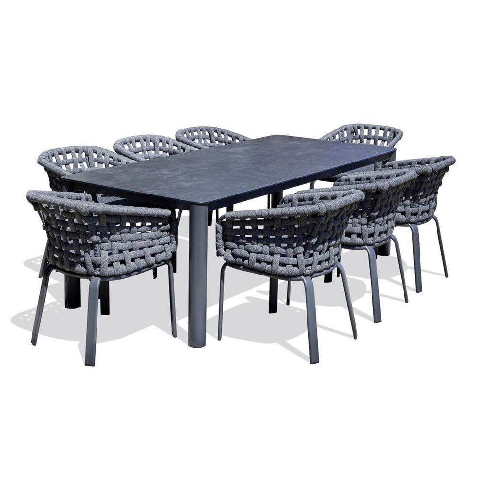 Conjunto de Mesa e Cadeiras de Jardim em Alumínio e Cerâmica 8 Pessoas CAMARGUE