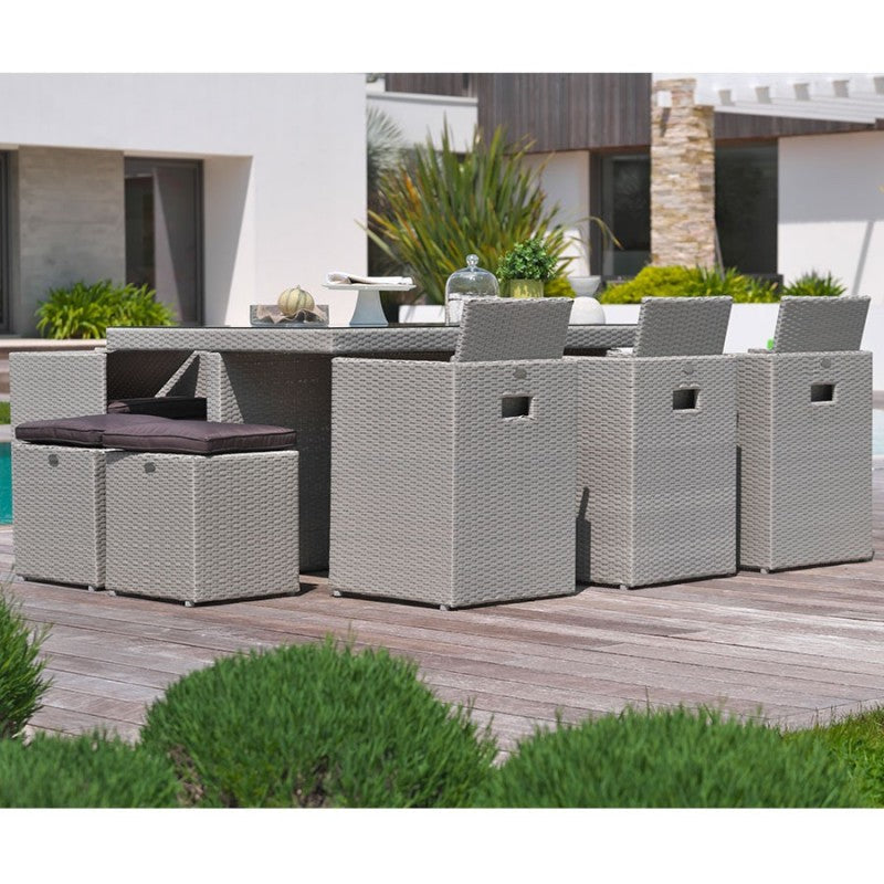 Conjunto de Jardim Encaixável de 10 Lugares em Rattan Sintético