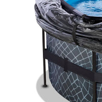 Piscina EXIT TOYS Redonda Ø488x122cm + Cúpula – Bomba de Areia + Escada – 8 Pessoas – 3 Cores