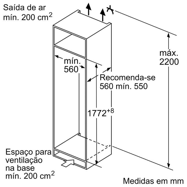 Frigorífico de Encastre Bosch Serie 6 KIR81ADD0 310L Branco