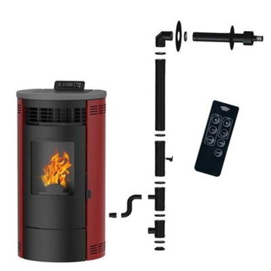 Salamandra a Pellets Estanque Sannover Flavia 9,5kW Bordeaux + Kit Instalação