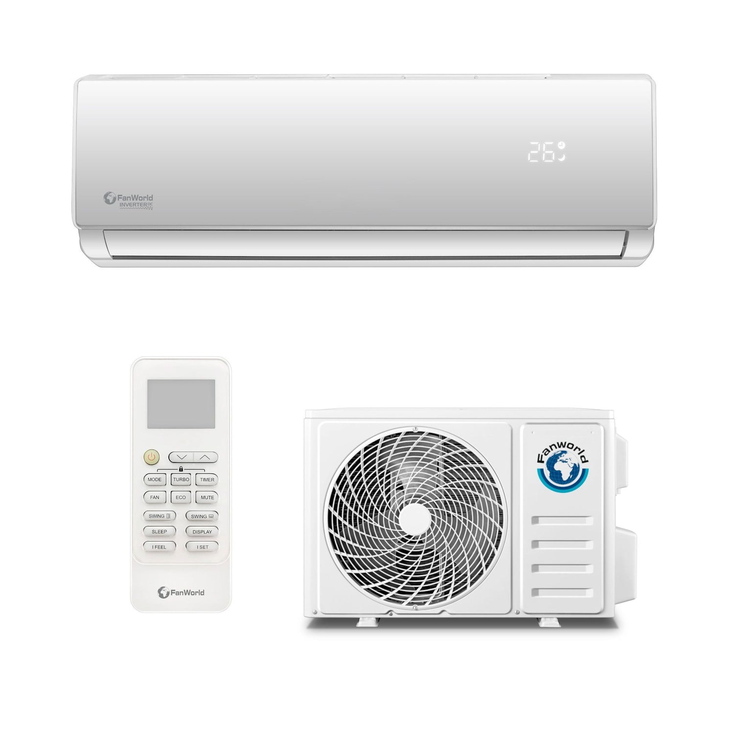 Ar Condicionado Split Fanworld FW16 12000 BTU Inverter R32 A++ Branco