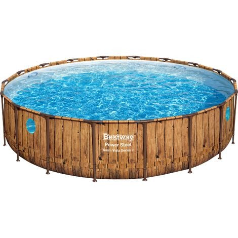 Piscina EXIT TOYS Redonda Ø488x122cm + Cúpula – Bomba de Areia + Escada – 8 Pessoas – 3 Cores