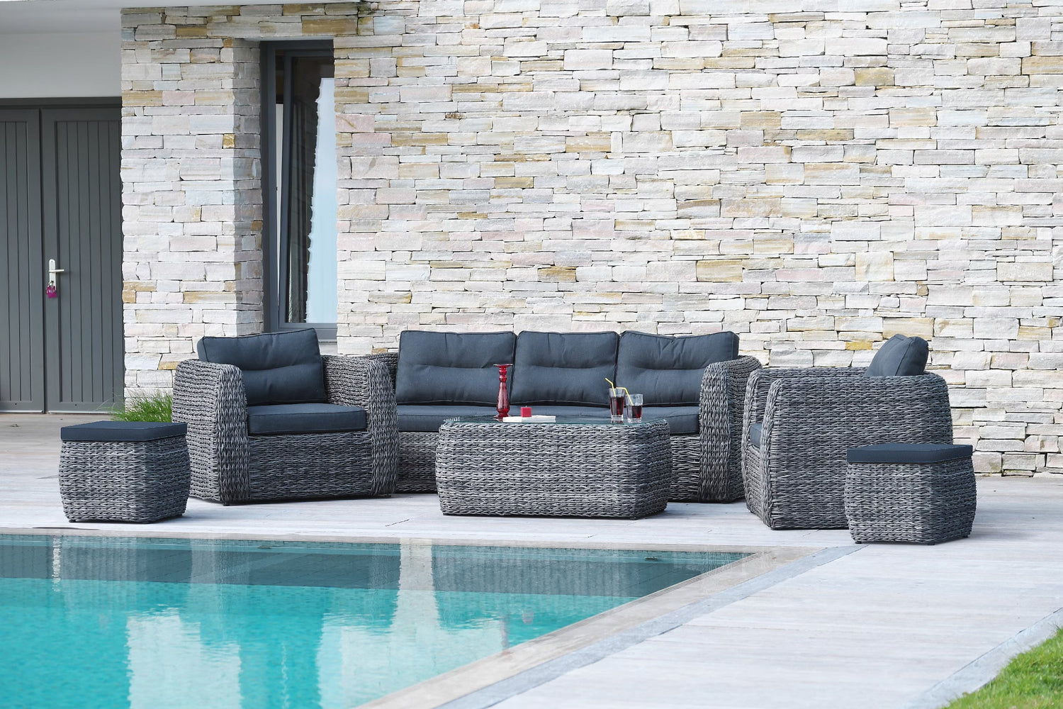 Conjunto de Jardim em Resina Entrançada 7 Lugares BAHAMAS – Paris Garden