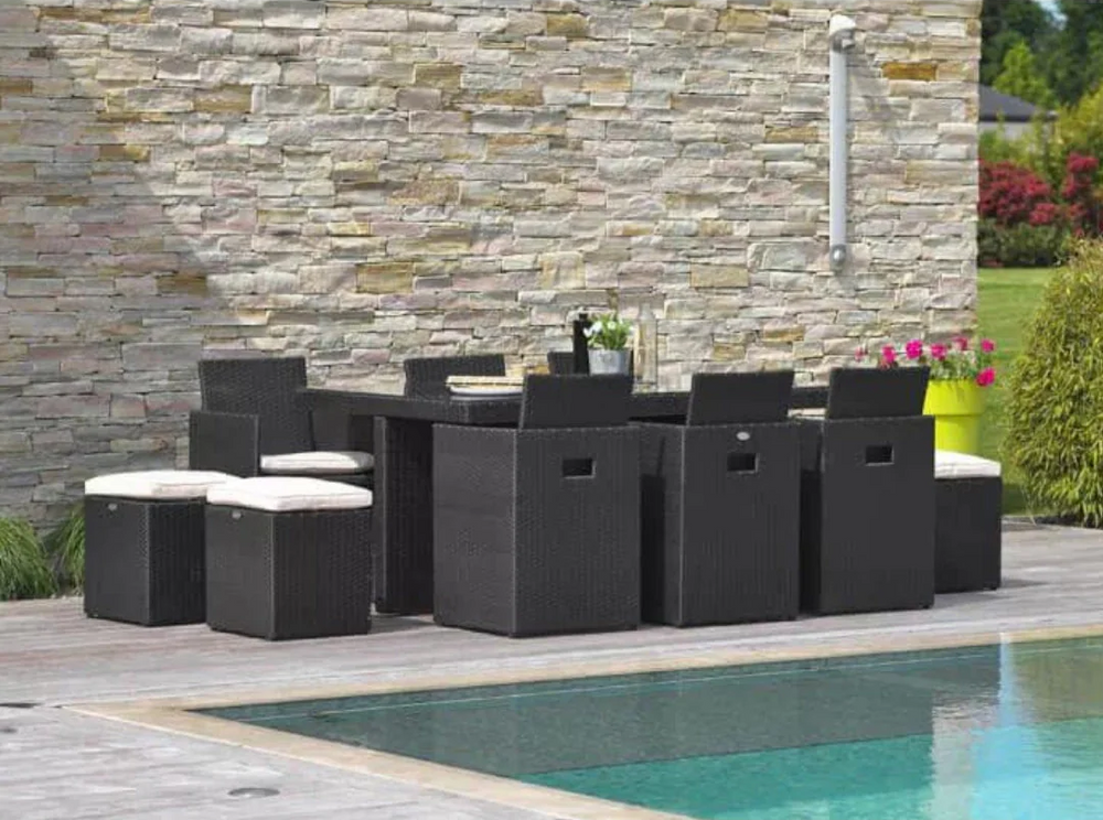 Conjunto de Jardim Encaixável de 10 Lugares em Rattan Sintético