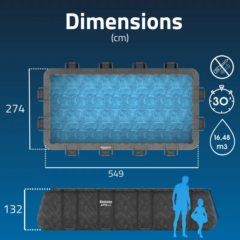 Piscina Exterior 5,50m x 2,7m x 1,2m Power Steel™ Bestway + Acessórios