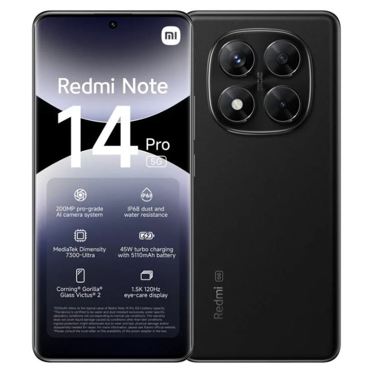 Smartphone Xiaomi Redmi Note 14 Pro 5G 8GB/256GB Preto